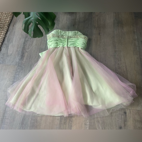 Mori Lee by Madeline Gardner Strapless Sequin Tulle Mini Formal Dress - Picture 2 of 8